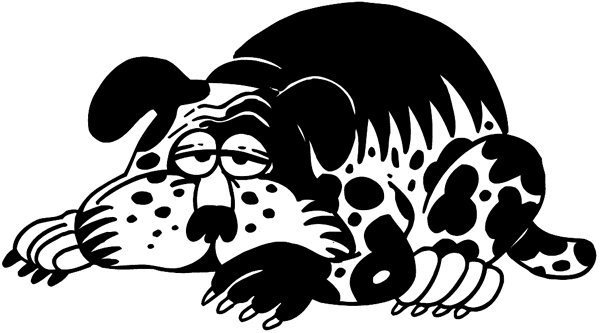 Sleepy spotted dog vinyl sticker. Customize on line.      Animals Insects Fish 004-1053  